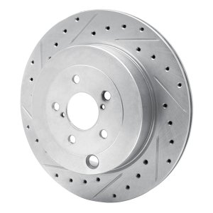 Subaru BRZ Brake Rotor (1) - Rear Left - R1 Concepts - Drilled & Slotted - Silver - `17-`25
